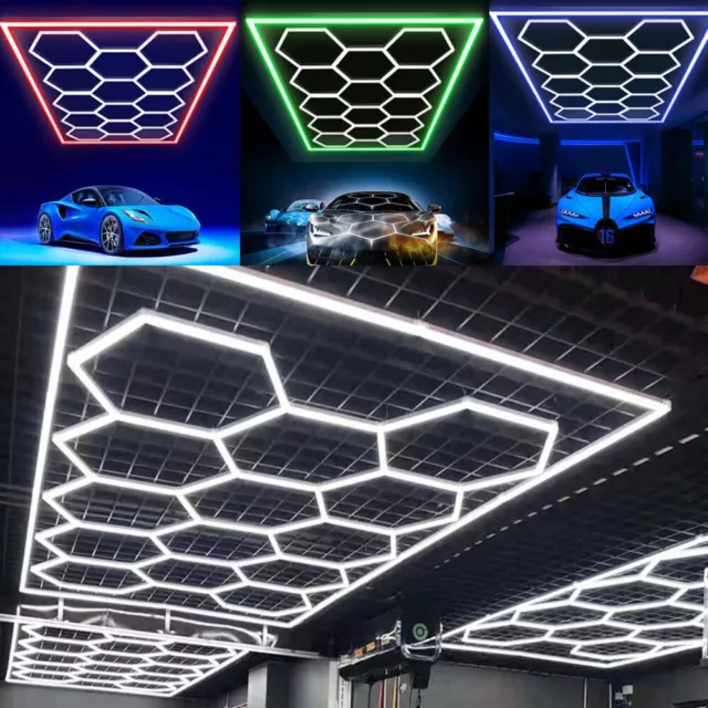 14 X Hexagon LED Lampe Röhren Werkstatt Garage Wand Decken Leuchte Beleuchtung