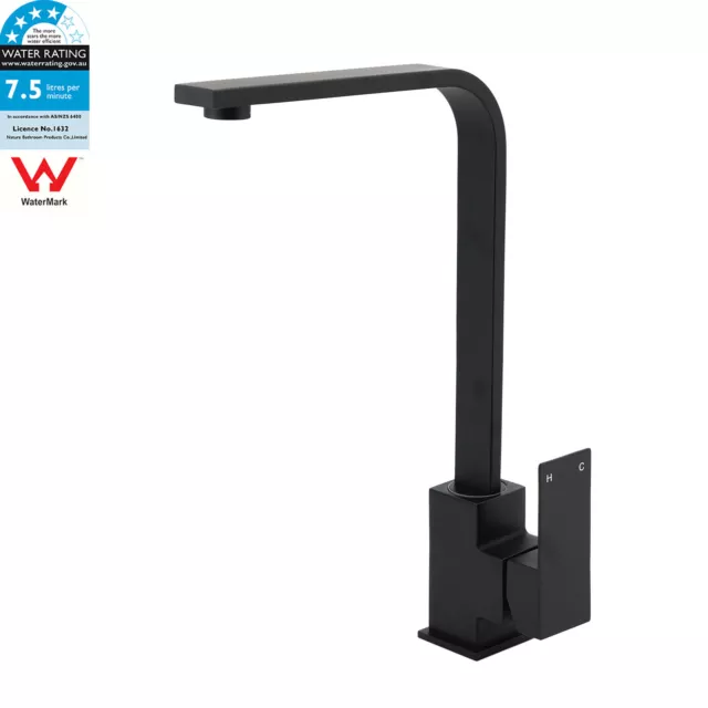 Black Square Basin Mixer Kitchen Sink Tap Vanity Spout WELS Shower Head Handset