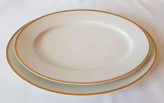 Hutschenreuter Selb Bavaria LHS 2x Servierplatte Oval Porzellan creme Golrand