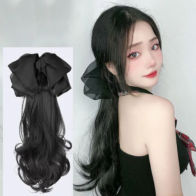 1Pc Synthetic Long Curly Claw Clip On Ponytail Hair Extensions With Bowtie Wom7H