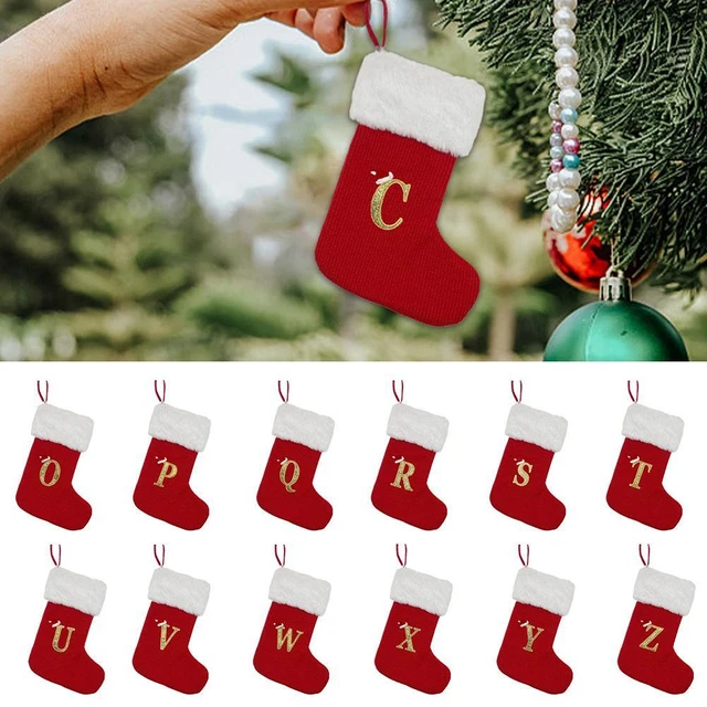 L 2024 CHRISTMAS Socks Snowflake Alphabet Letters Christmas Knitting