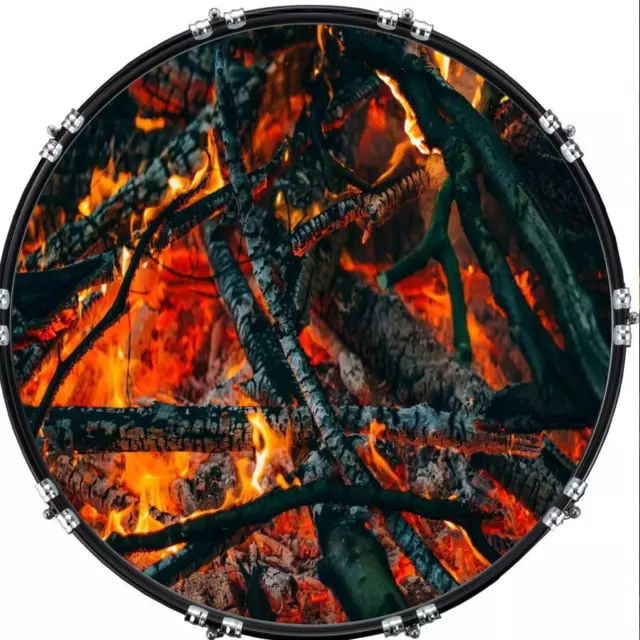 Custom 22" Kick Bass Drum Head Graphical Image Front Skin Fire 7