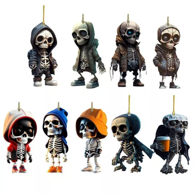1stk Coole 2D Skelett-Figuren, Halloween-Skelett-, Kunstharz-Ornament für Auto