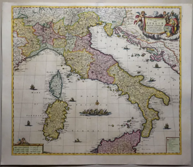 Italy - Novissima Et Accuratissima Totius Italiae -ottens 1740 -rares Original 2