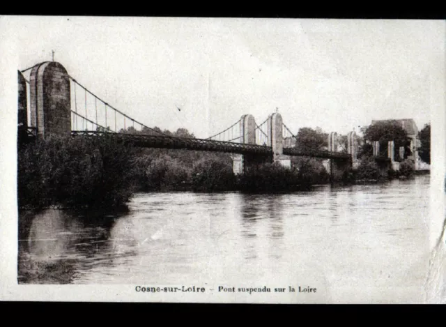 COSNE-sur-LOIRE (58) PONT suspendu & VILLA vers 1920