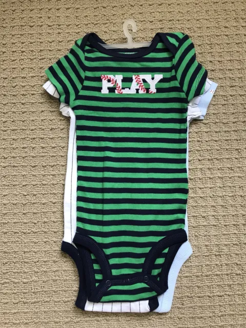 NEW CARTERS Baby 9 Month Baseball Bodysuit 3 Pack Set 9M Boy Monkey Green Infant
