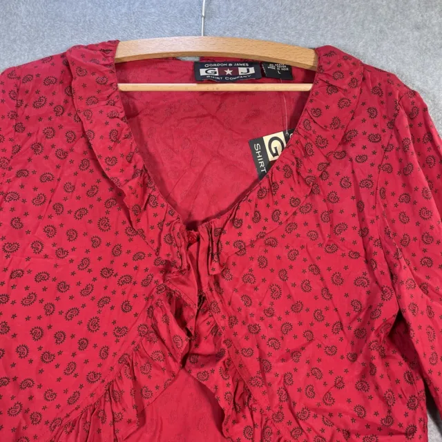 Gordon James Blouse Womens Large Red paisley All Over print crop Ruffle Cardigan