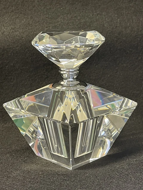 VINTAGE DIAMOND-SHAPED GLASS Perfume Bottle With An Open Diamond Shaped