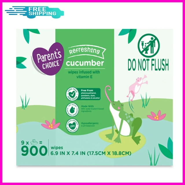 Cucumber Scent Baby Wipes 900 Count - Free Shipping