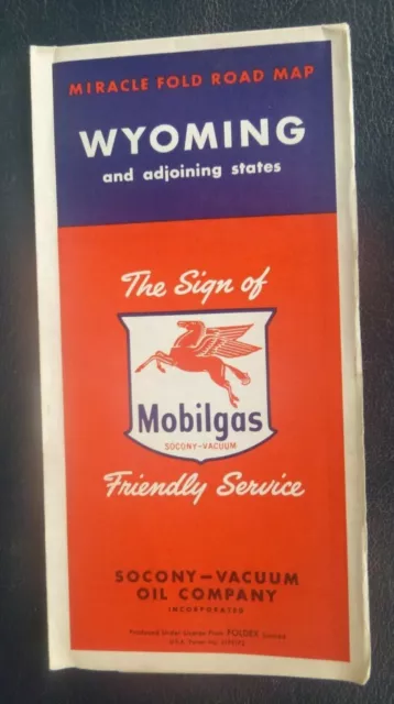 1954 Wyoming road map Socony Vacuum oil gas Yellowstone National Park Mobil