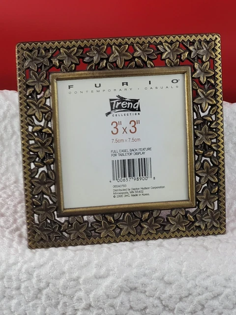 Vintage Furio 5.5"X5.5" Tabletop Picture Frame Metal Fits 3"X3" Picture Korea