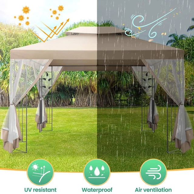 Pavillon WASSERDICHT 3x3m/3x4m Metall Festzelt Gartenzelt Partyzelt Moskitonetz 4