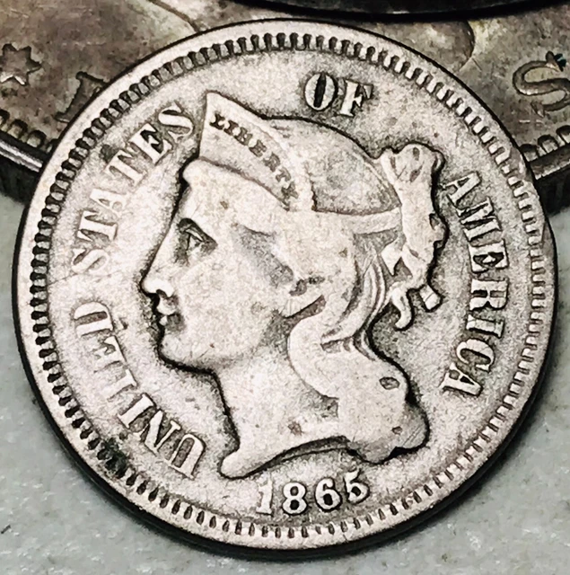 1865 Three Cent Nickel Piece 3C Circulated Civil War Date US Type Coin CC15883 1865 Three Cent Nickel Piece 3C Circulated Civil War Date US Type Coin CC15883
