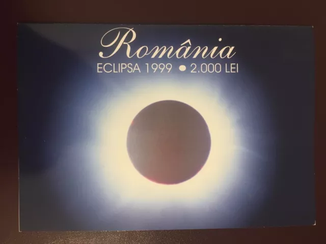 Romania 2000 lei 1999 P 111 b UNC in folder commemorative solar eclipse 2