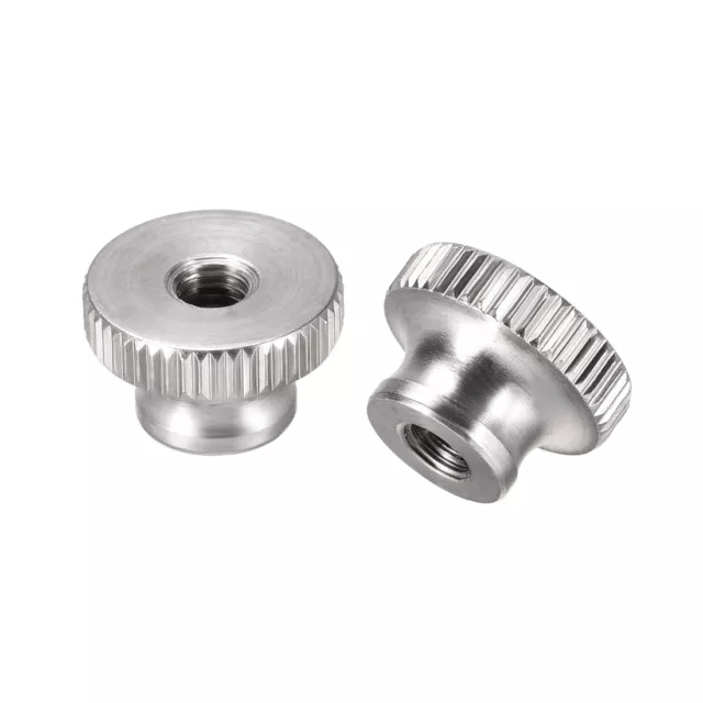 Moleté" écrous - M5 Rond Boutons avec Collier 304 Inox Acier - 2 Pcs