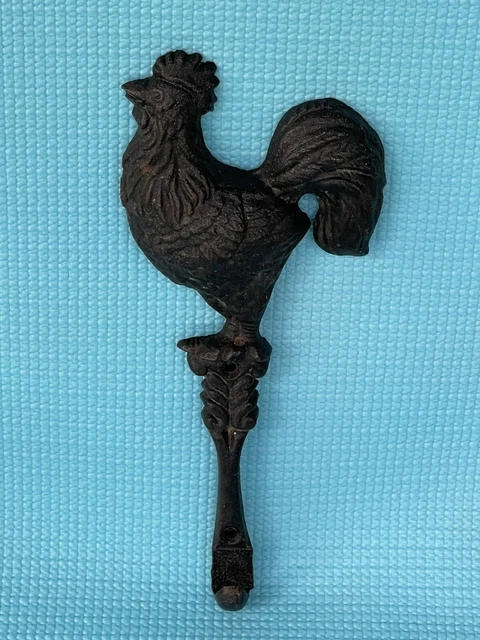 Vintage Cast Iron Hanger Chicken Rooster Towel Coat  Hat Hook Key Rack