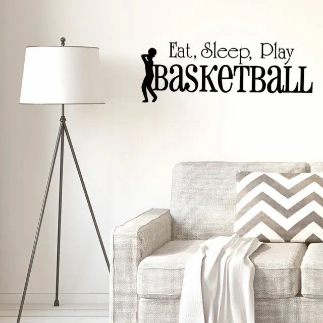 Eat Sleep Play Basketball Self-stick Wall Stickers Artificial Decal for Bedroom