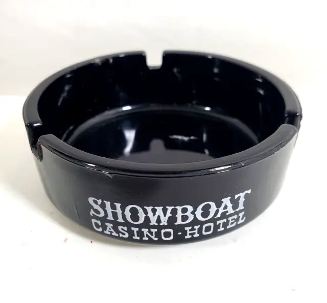 Showboat Casino Hotel Las Vegas Nevada Black Glass Ashtray