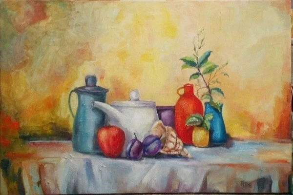 Quadro su tela dipinto a olio artista italiano dichiarazione di autenticità