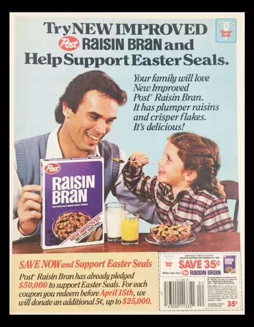 1984 Post Raisin Bran Fruit Cereal Circular Coupon Advertisement