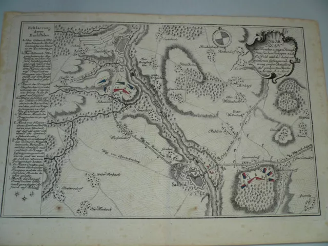 Rudolstadt/Saalfeld, anno 1761, siebenjähriger Krieg, verlegt 1780 bei Raspe in