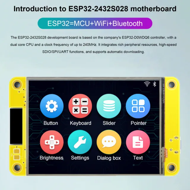 Scheda di sviluppo ESP32 WiFi Bluetooth 2.8" 240*320 Display Touch Screen LVGL Y