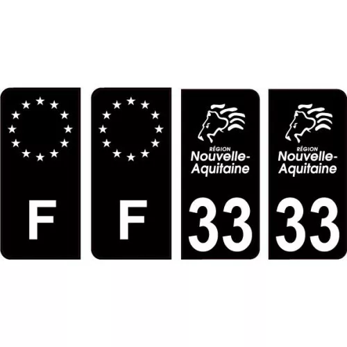 33 Gironde logo fond noir autocollant plaque immatriculation auto sticker Lot de