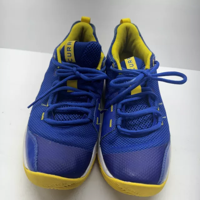 Under Armour Curry Blue Yellow Basketball Shoes 3024765-404 size 7Y