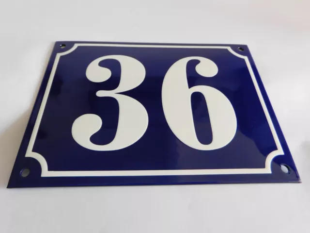 Large Vintage French Handcrafted Enamel Porcelain 8″x 5.75″ House Number Sign 36