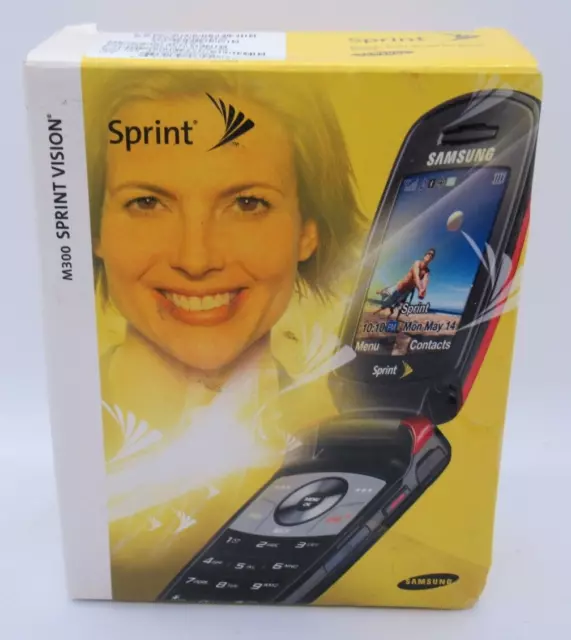Sprint Samsung M300 Red Flip Cellular Phone, Gsm 2G .3Mp Camera New In Orig. Box