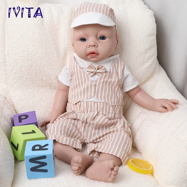IVITA 18&amp;GANZKÖRPER SILIKON Junge Neugeborene Puppe Reborn Baby Süßer ...