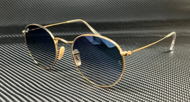 RAY BAN RB3447N 001 3F Gold Blue Grad Round Unisex 50 mm Sunglasses