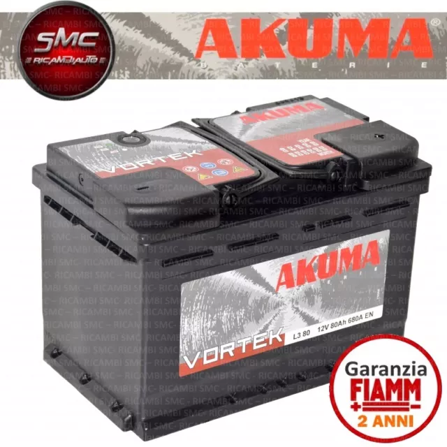 Batteria Auto Akuma 80 Ah Komfort+ = Bosch 74 Ah 12V 680A En Originale Nuova