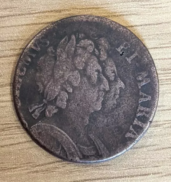 1694 Great Britain William and Mary Half Penny Coin