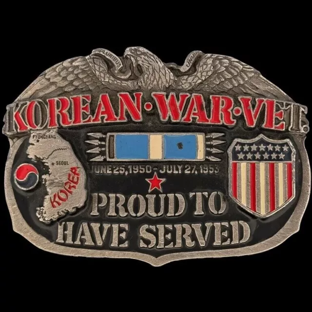 Coreana Guerra Veterano Veterinario Militare Proud Pride 1980s Vintage Belt