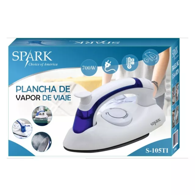 SPARK -  Plancha de Vapor de Viaje. Pequeña, Ligera y Útil. 700 W.