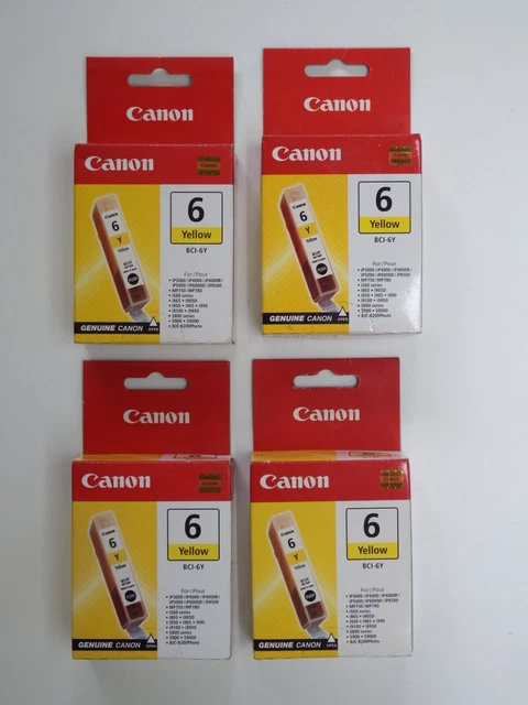4 x Canon BCI-6Y 6 Yellow Ink Tanks Cartridges 13ml Genuine Authentic Original