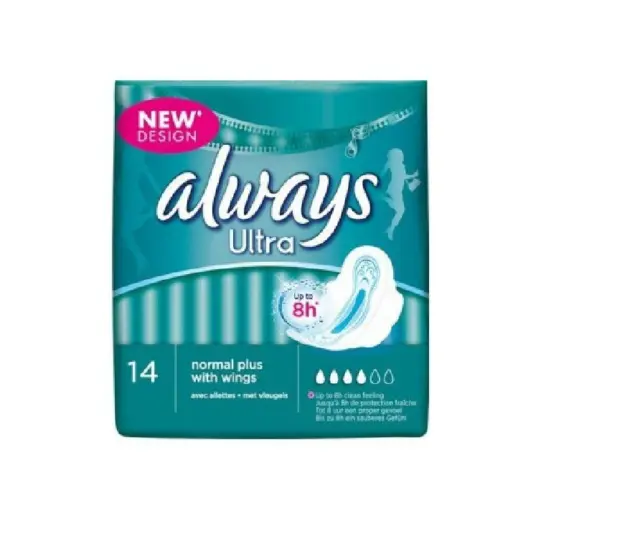 Always Ultra Pads  Normal Plus With Wings Women X14