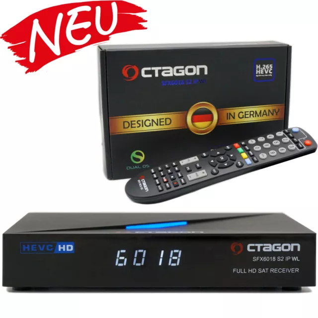 Octagon Récepteur Satellite SFX6018 S2 + IP Wl HD DVB-S2 E2 Linux Smart TV OS