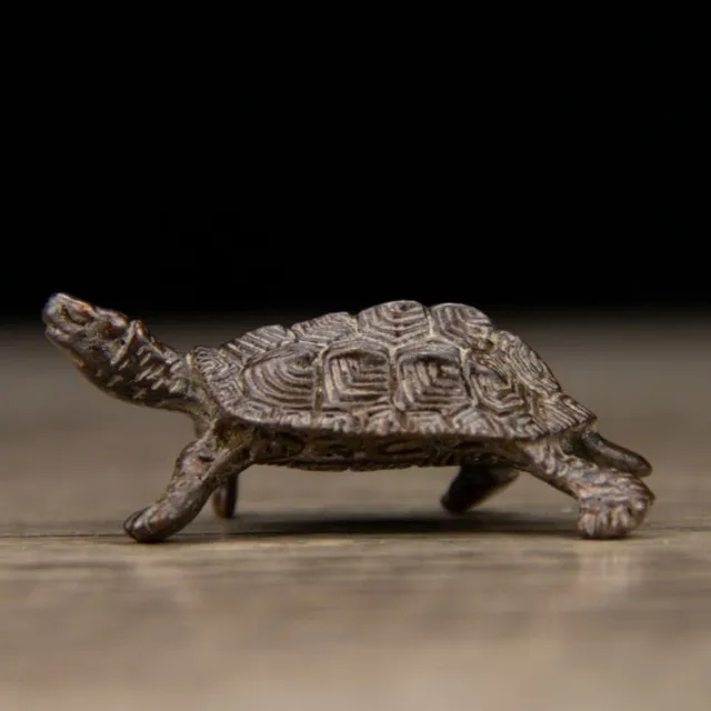 Chinese bronze art tortoise turtle Figure statue netsuke collect table decor