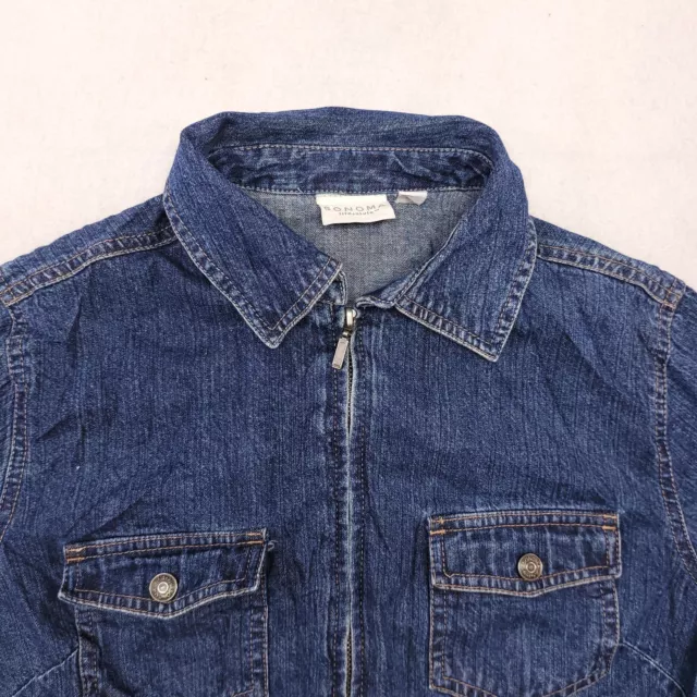Sonoma Zip Up Long Sleeve Denim Jean Jacket Womens Size S Blue