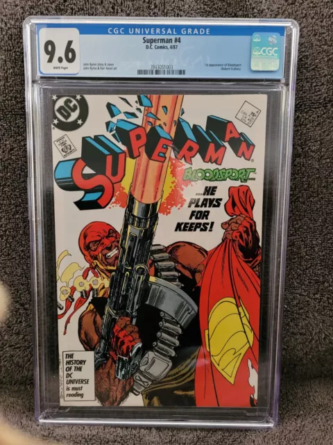 Superman #4 CGC 9.6 1st App of Bloodsport White Pages John Byrne 1987