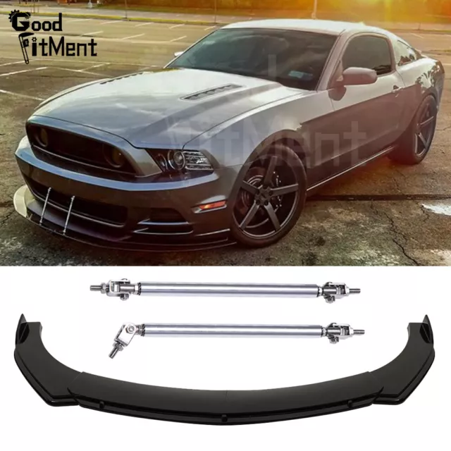 For Ford Mustang GT Shelby GT500 Front Bumper Lip Spoiler Splitter + Strut Rods