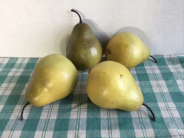 Lot of 4 Pears Fake Fruit Faux Green Realistic Prop Farmhouse Décor Staging NICE