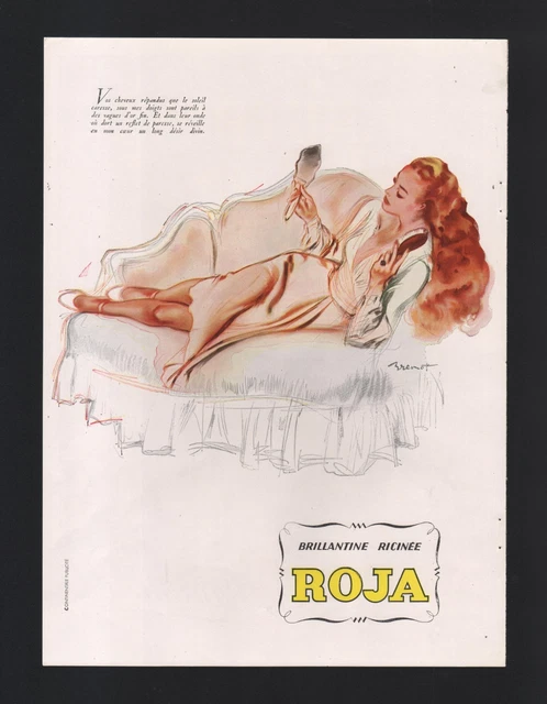 PUBLICITÉ DE PRESSE 1949 BRILLANTINE ROJA REFLETS DE BLONDE OU