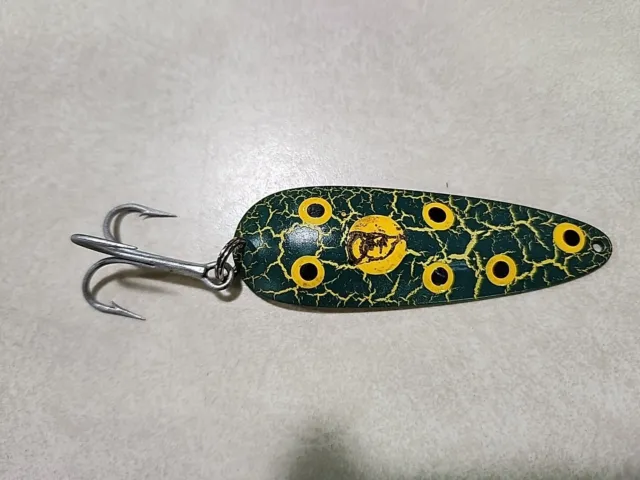 VINTAGE DAREDEVIL FISHING Lure Northern Musky Spoon Green And Yellow $10.00  - PicClick