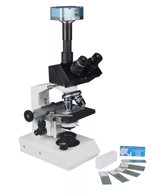 2000x Professional Compound Trinocular Vet Biology Doc Microscope w USB Camera