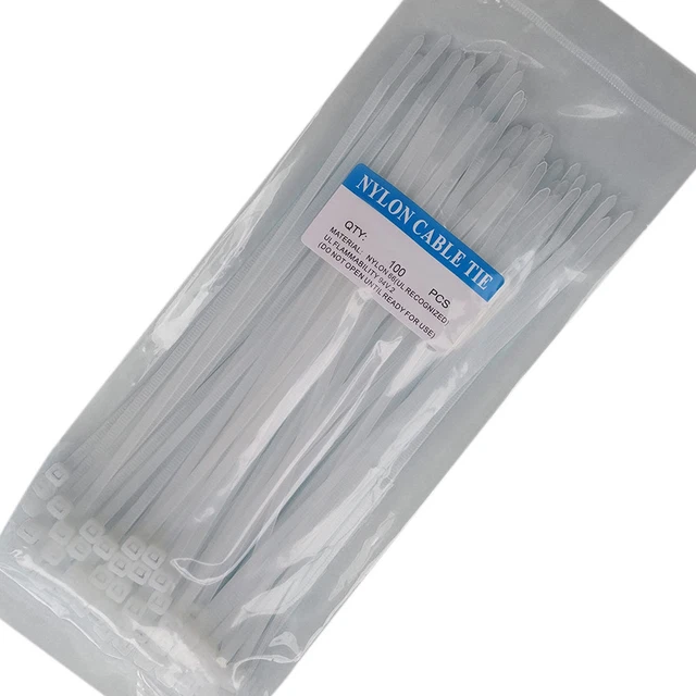 100pc Self locking Nylon Cable Wire Zip Tie Cord Strap White 2.5x100mm White