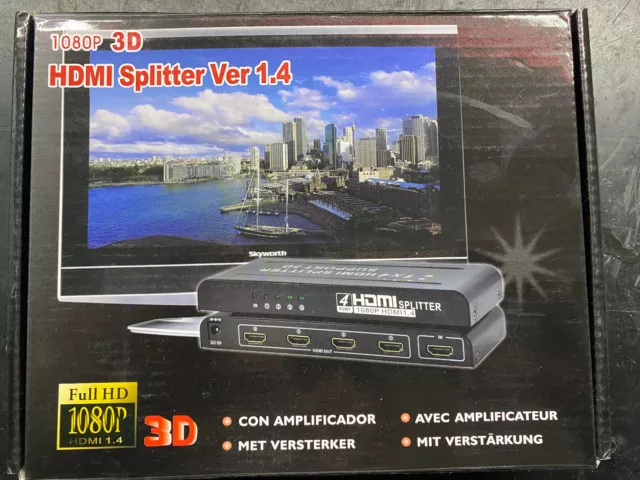 Hdmi Splitter Ver 1.4 Con 4 Uscite 1080P Led Alimentatore