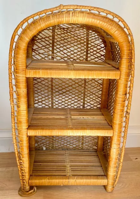 Vintage/Retro Bamboo Shelf Unit Rattan Book Shelves Wicker Plant Stand